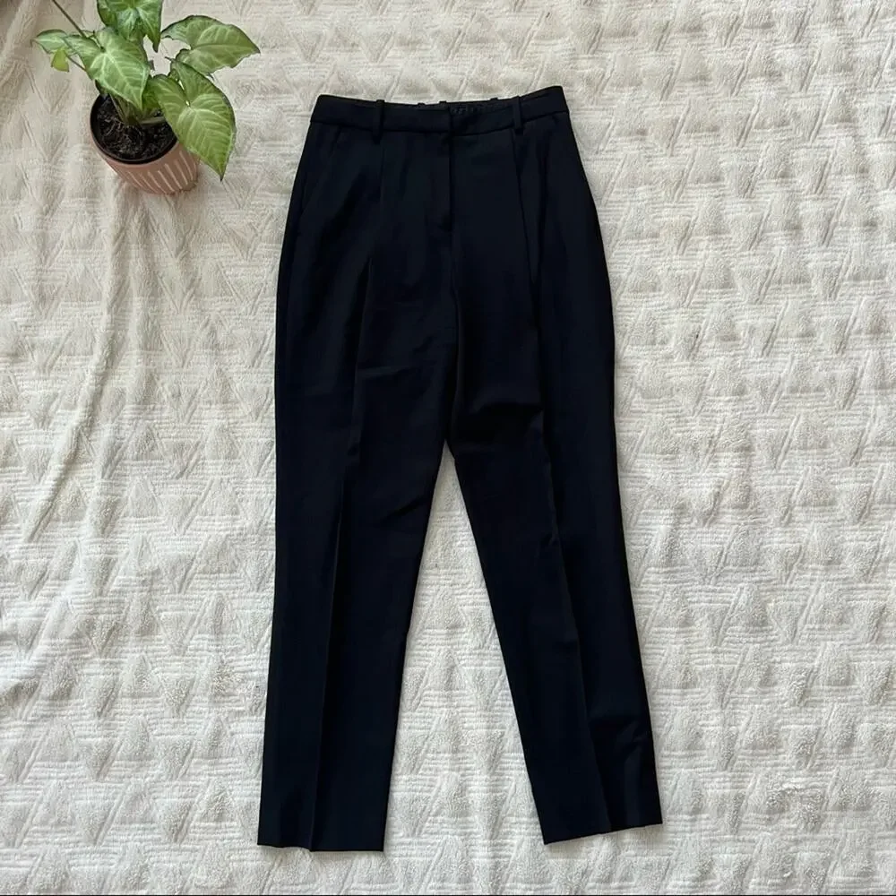 Rebecca Taylor Pleated Black Wool Trousers
